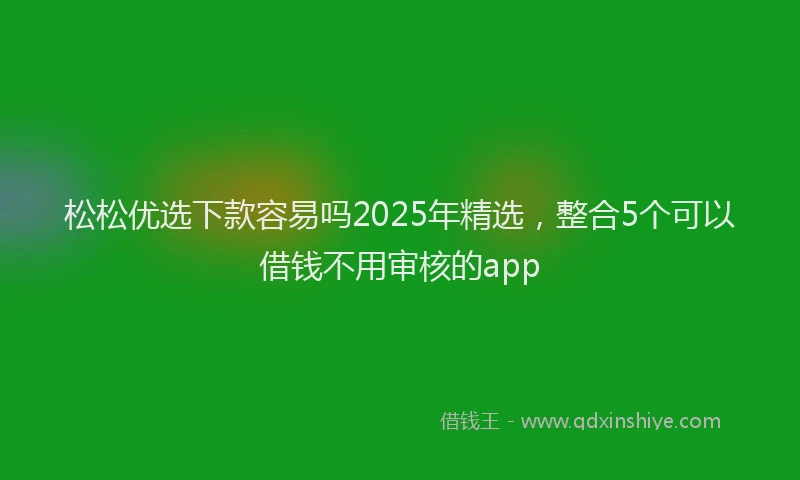 松松优选下款容易吗2025年精选，整合5个可以借钱不用审核的app