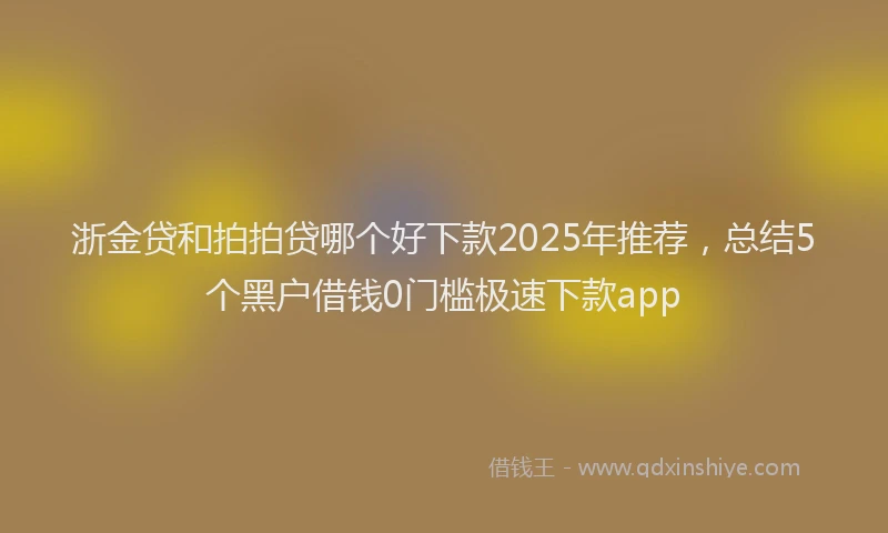 浙金贷和拍拍贷哪个好下款2025年推荐，总结5个黑户借钱0门槛极速下款app