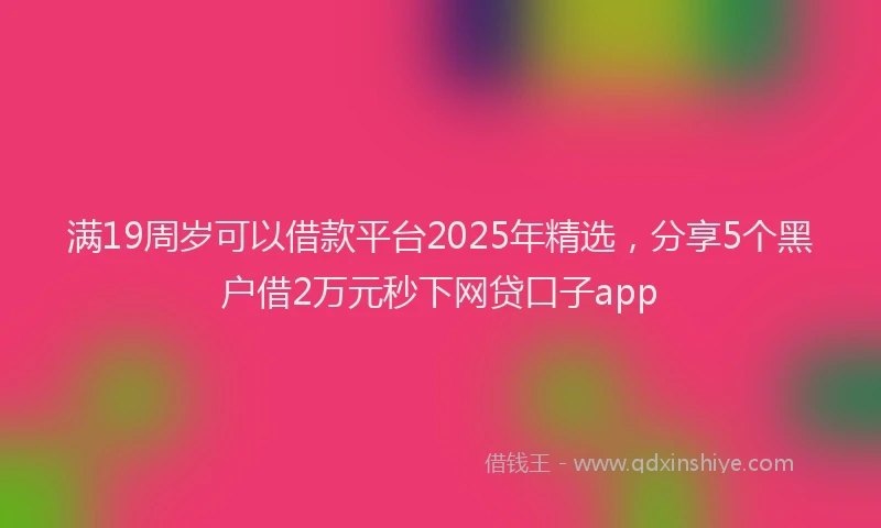 满19周岁可以借款平台2025年精选，分享5个黑户借2万元秒下网贷口子app