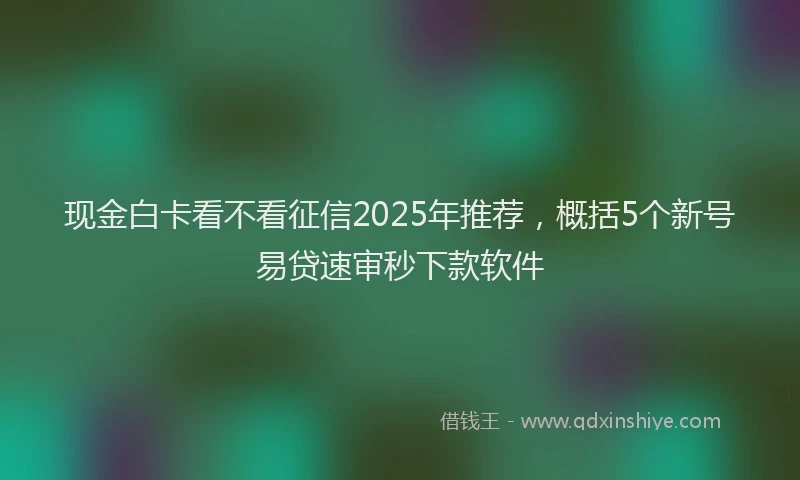 现金白卡看不看征信2025年推荐，概括5个新号易贷速审秒下款软件