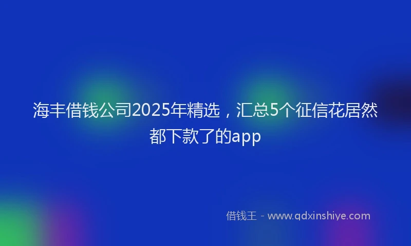 海丰借钱公司2025年精选，汇总5个征信花居然都下款了的app