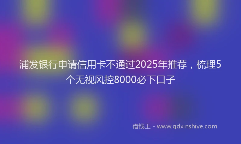 浦发银行申请信用卡不通过2025年推荐，梳理5个无视风控8000必下口子