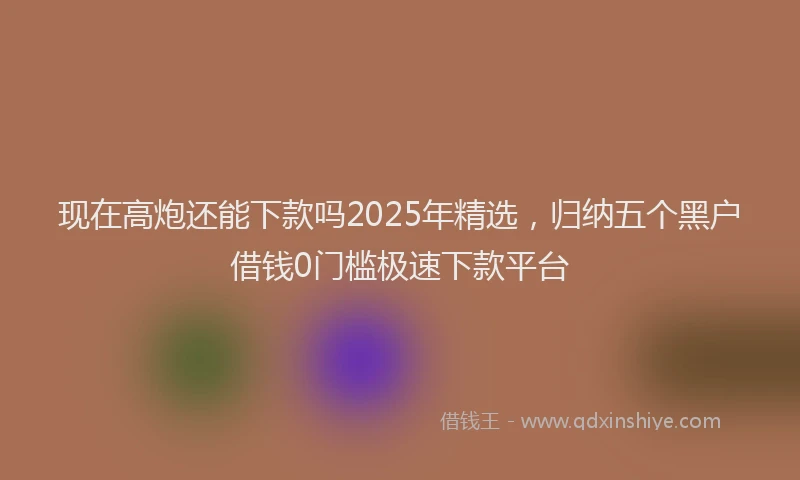 现在高炮还能下款吗2025年精选，归纳五个黑户借钱0门槛极速下款平台