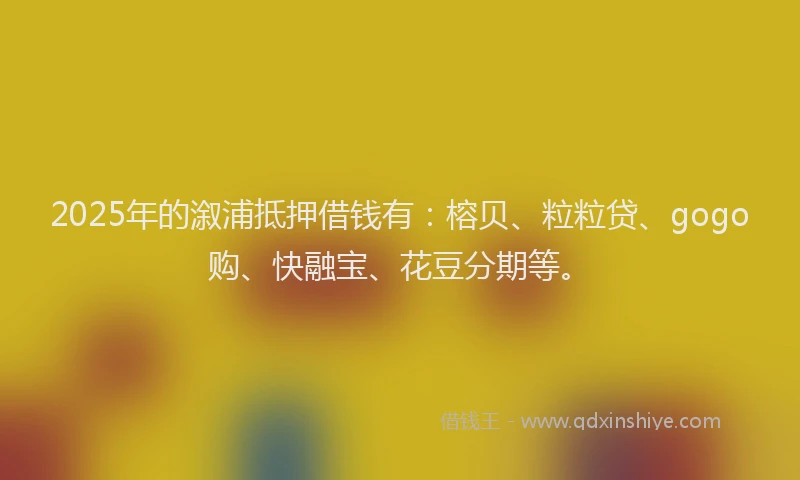 2025年的溆浦抵押借钱有：榕贝、粒粒贷、gogo购、快融宝、花豆分期等。