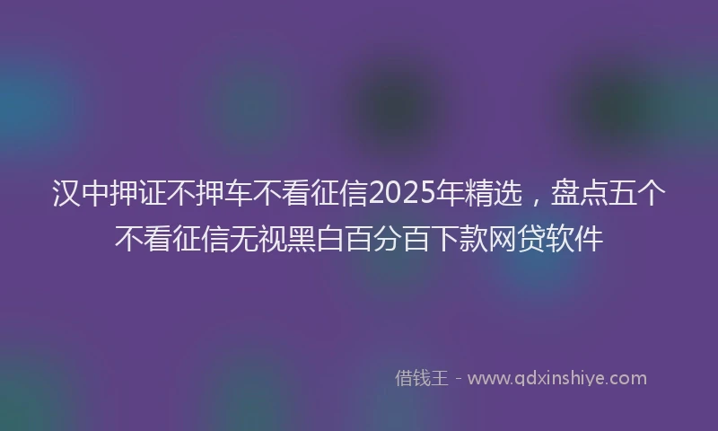 汉中押证不押车不看征信2025年精选，盘点五个不看征信无视黑白百分百下款网贷软件