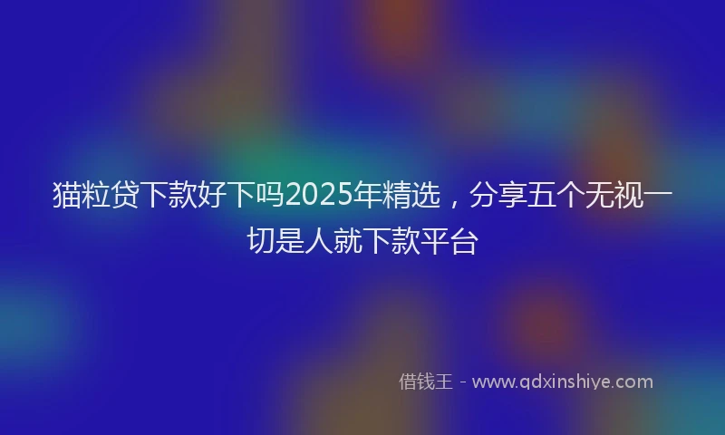 猫粒贷下款好下吗2025年精选，分享五个无视一切是人就下款平台