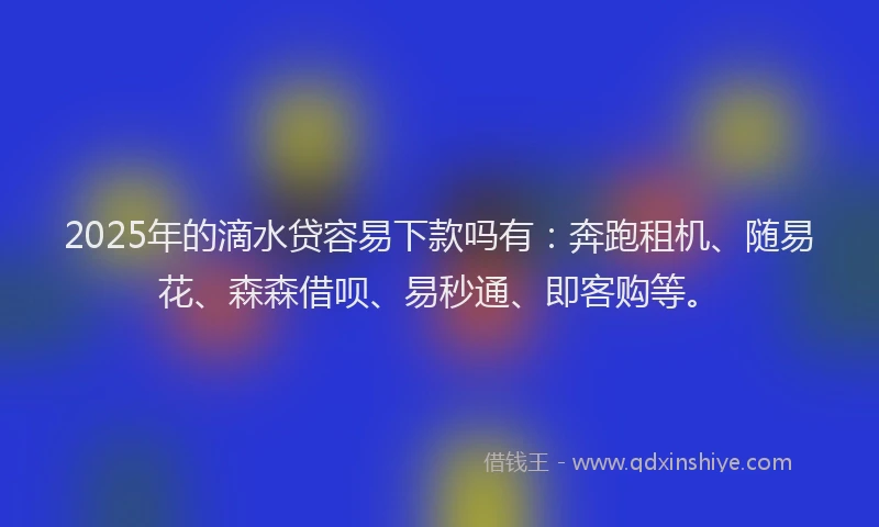 2025年的滴水贷容易下款吗有：奔跑租机、随易花、森森借呗、易秒通、即客购等。