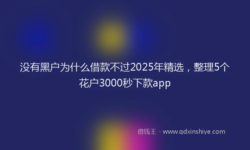 没有黑户为什么借款不过2025年精选，整理5个花户3000秒下款app