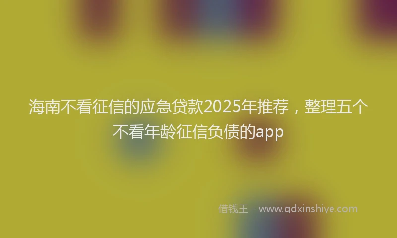 海南不看征信的应急贷款2025年推荐，整理五个不看年龄征信负债的app