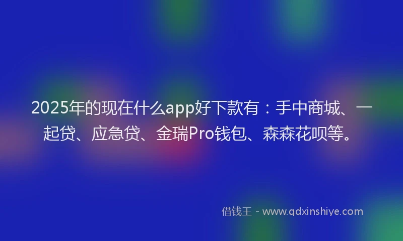 2025年的现在什么app好下款有：手中商城、一起贷、应急贷、金瑞Pro钱包、森森花呗等。