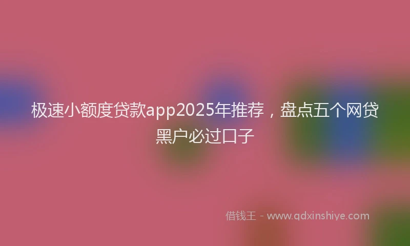 极速小额度贷款app2025年推荐，盘点五个网贷黑户必过口子