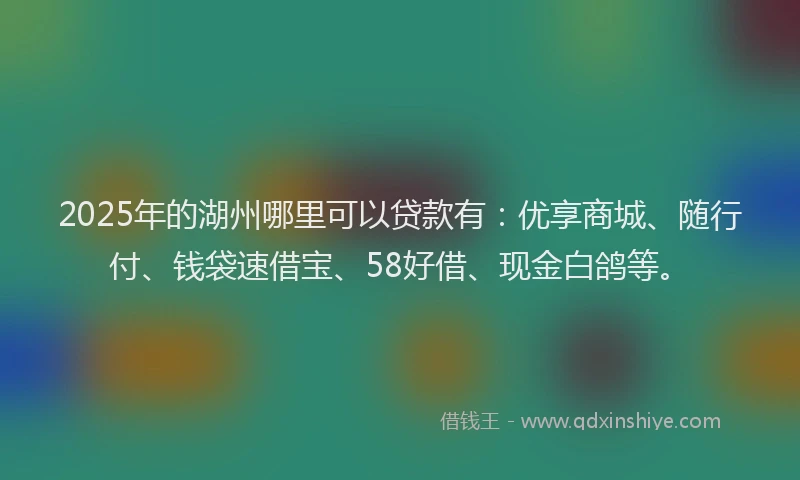 2025年的湖州哪里可以贷款有：优享商城、随行付、钱袋速借宝、58好借、现金白鸽等。