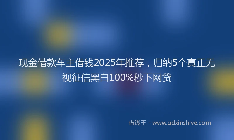 现金借款车主借钱2025年推荐，归纳5个真正无视征信黑白100%秒下网贷