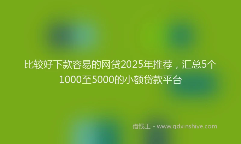 比较好下款容易的网贷2025年推荐，汇总5个1000至5000的小额贷款平台
