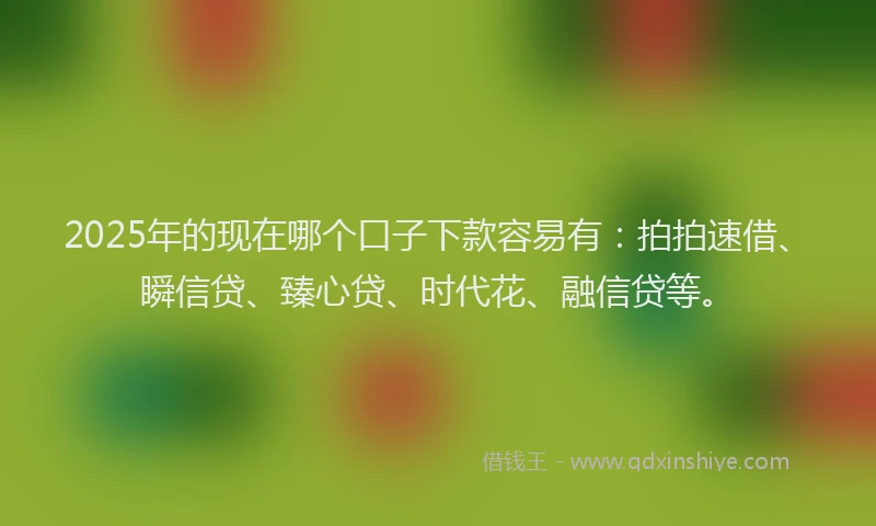 2025年的现在哪个口子下款容易有：拍拍速借、瞬信贷、臻心贷、时代花、融信贷等。