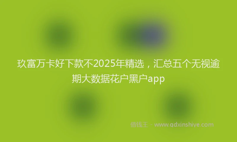 玖富万卡好下款不2025年精选，汇总五个无视逾期大数据花户黑户app