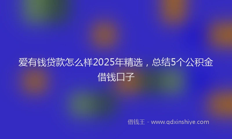 爱有钱贷款怎么样2025年精选，总结5个公积金借钱口子