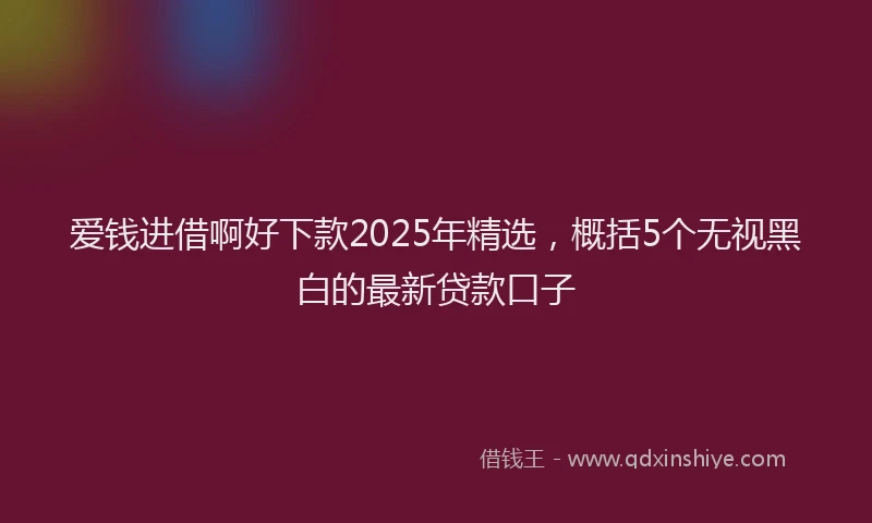 爱钱进借啊好下款2025年精选，概括5个无视黑白的最新贷款口子
