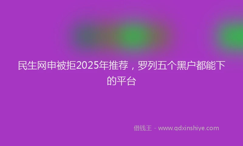 民生网申被拒2025年推荐，罗列五个黑户都能下的平台