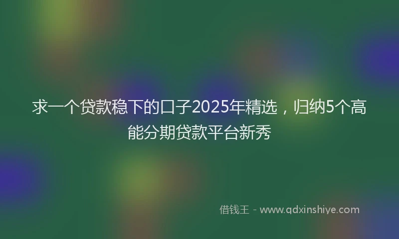 求一个贷款稳下的口子2025年精选，归纳5个高能分期贷款平台新秀