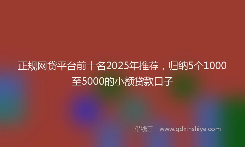 正规网贷平台前十名2025年推荐，归纳5个1000至5000的小额贷款口子