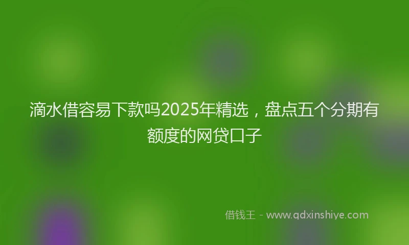 滴水借容易下款吗2025年精选，盘点五个分期有额度的网贷口子