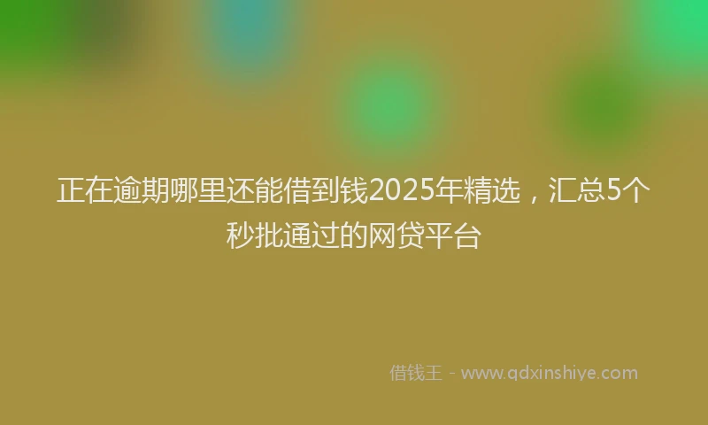 正在逾期哪里还能借到钱2025年精选，汇总5个秒批通过的网贷平台