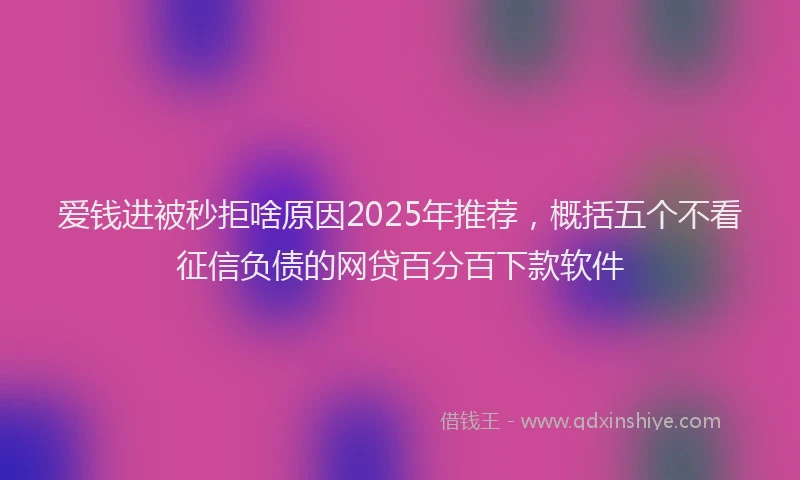 爱钱进被秒拒啥原因2025年推荐，概括五个不看征信负债的网贷百分百下款软件