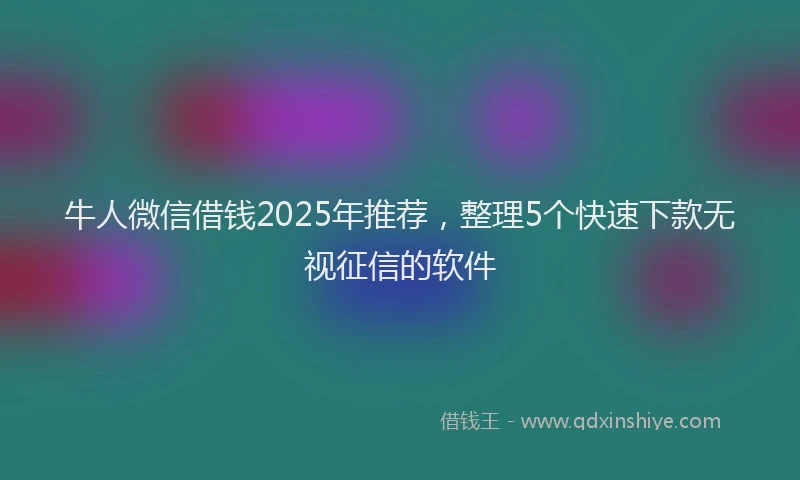 牛人微信借钱2025年推荐，整理5个快速下款无视征信的软件
