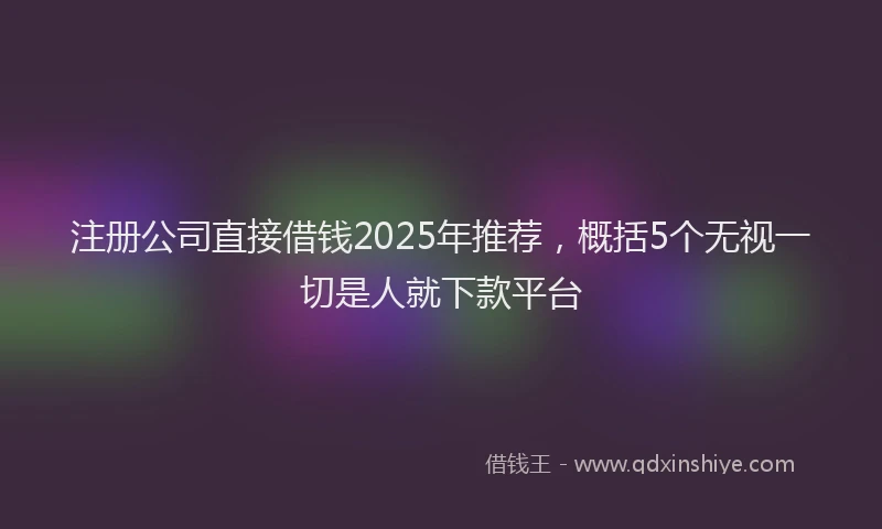 注册公司直接借钱2025年推荐，概括5个无视一切是人就下款平台