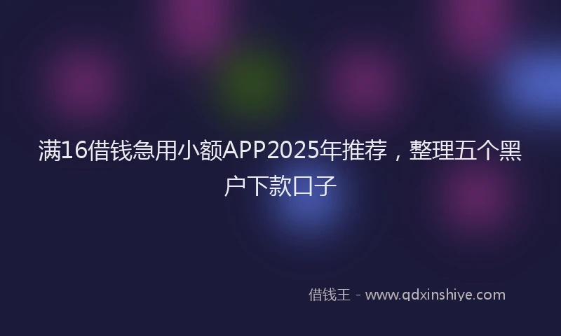 满16借钱急用小额APP2025年推荐，整理五个黑户下款口子