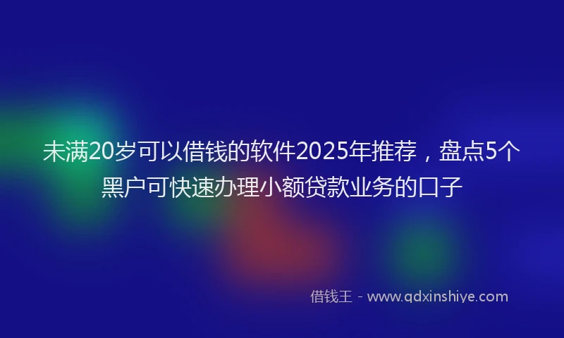 未满20岁可以借钱的软件2025年推荐，盘点5个黑户可快速办理小额贷款业务的口子