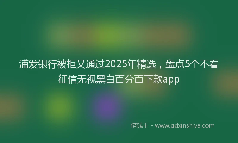 浦发银行被拒又通过2025年精选，盘点5个不看征信无视黑白百分百下款app