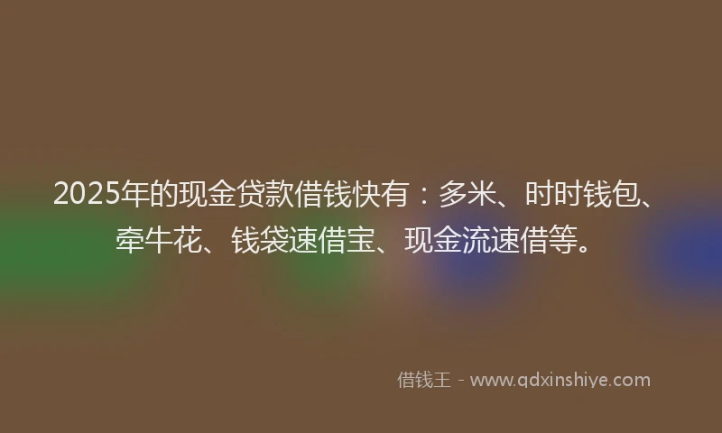 2025年的现金贷款借钱快有：多米、时时钱包、牵牛花、钱袋速借宝、现金流速借等。