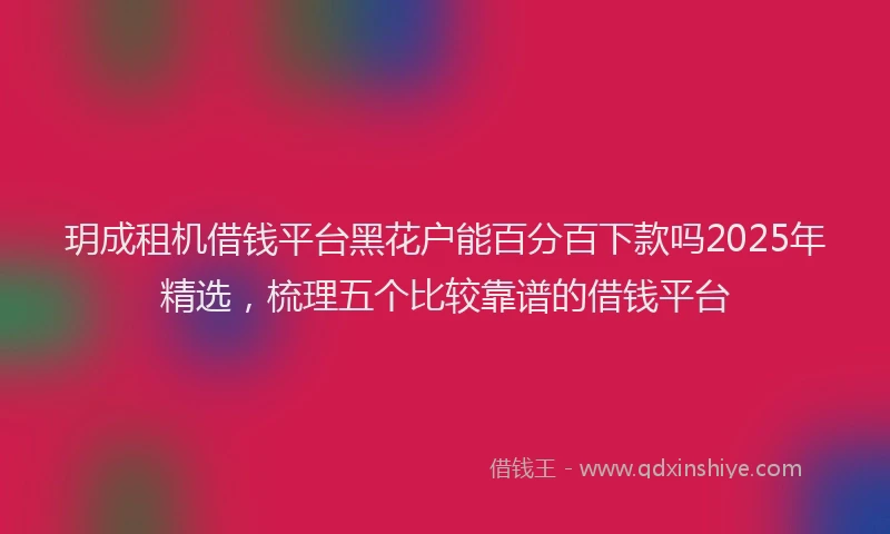 玥成租机借钱平台黑花户能百分百下款吗2025年精选，梳理五个比较靠谱的借钱平台