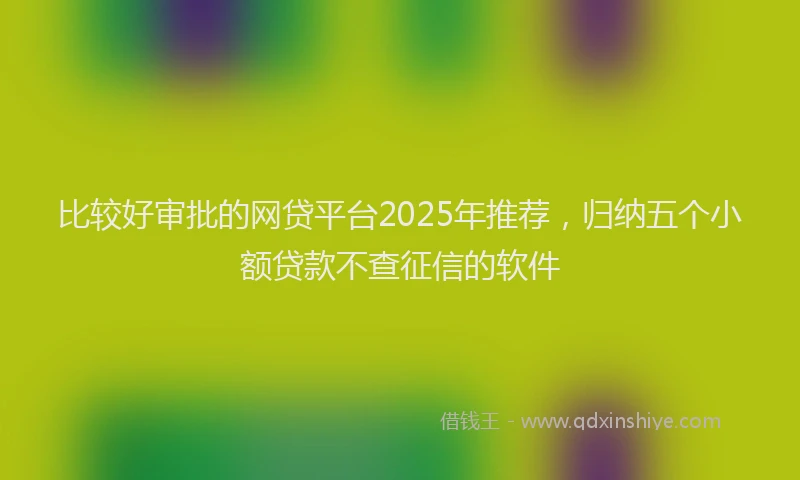 比较好审批的网贷平台2025年推荐，归纳五个小额贷款不查征信的软件