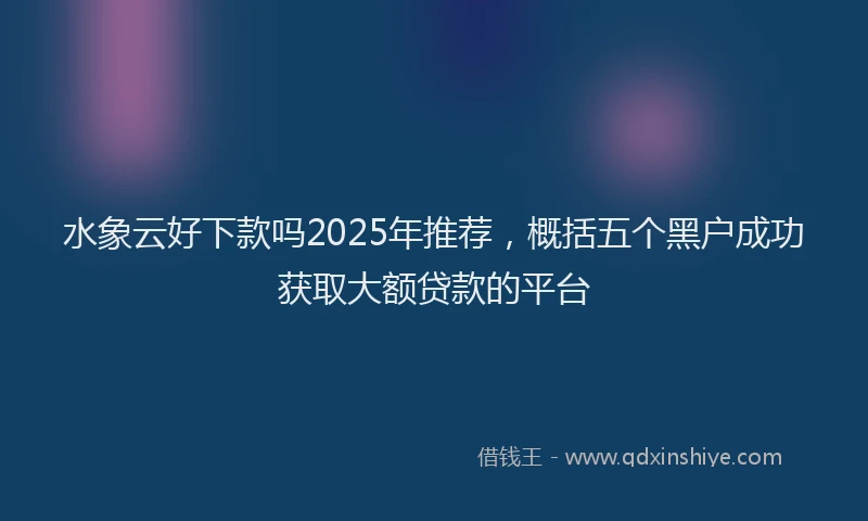 水象云好下款吗2025年推荐，概括五个黑户成功获取大额贷款的平台