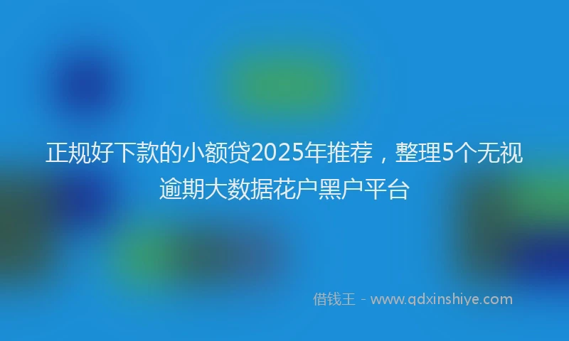 正规好下款的小额贷2025年推荐，整理5个无视逾期大数据花户黑户平台