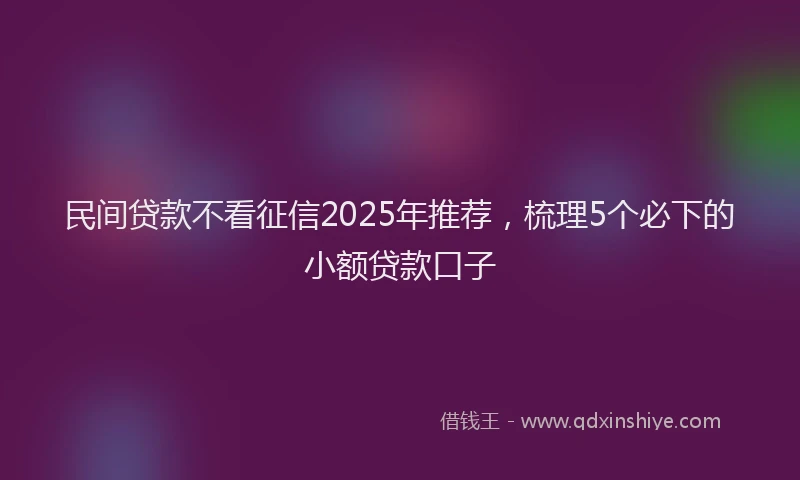 民间贷款不看征信2025年推荐，梳理5个必下的小额贷款口子