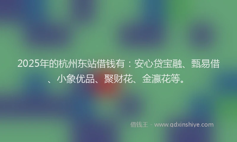2025年的杭州东站借钱有：安心贷宝融、甄易借、小象优品、聚财花、金瀛花等。