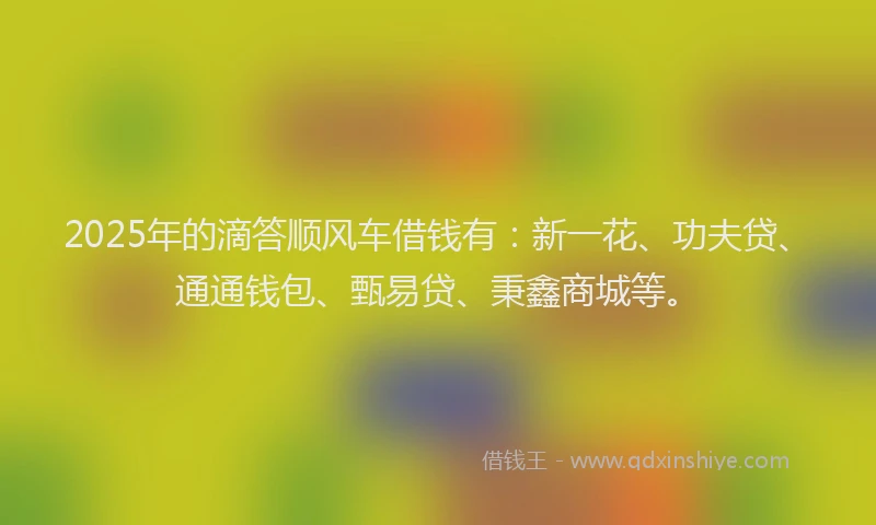 2025年的滴答顺风车借钱有：新一花、功夫贷、通通钱包、甄易贷、秉鑫商城等。