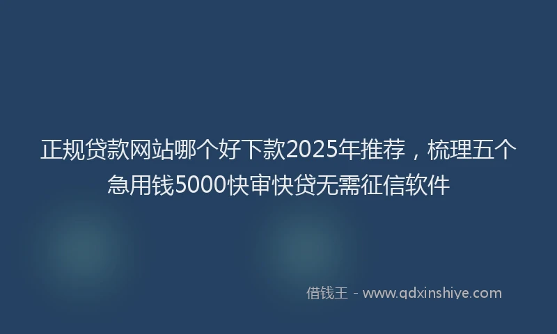 正规贷款网站哪个好下款2025年推荐，梳理五个急用钱5000快审快贷无需征信软件