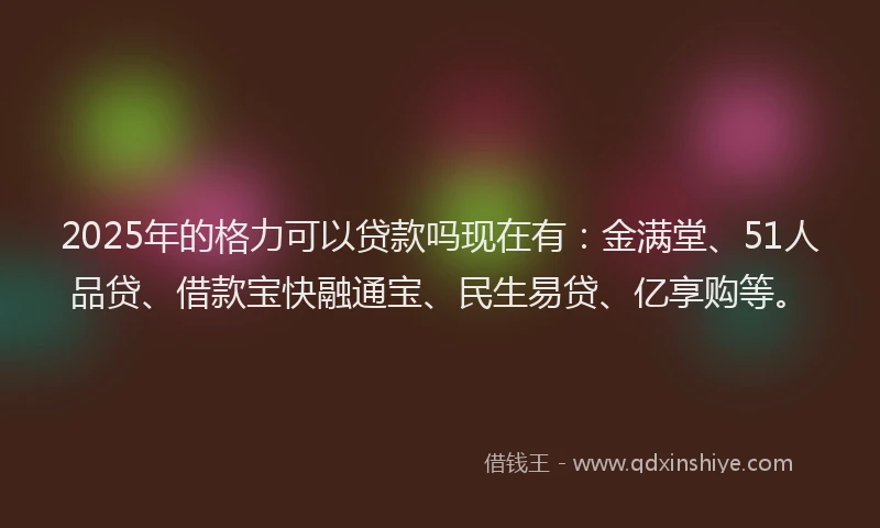 2025年的格力可以贷款吗现在有：金满堂、51人品贷、借款宝快融通宝、民生易贷、亿享购等。