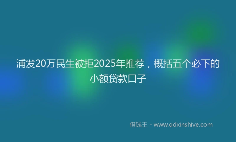 浦发20万民生被拒2025年推荐，概括五个必下的小额贷款口子