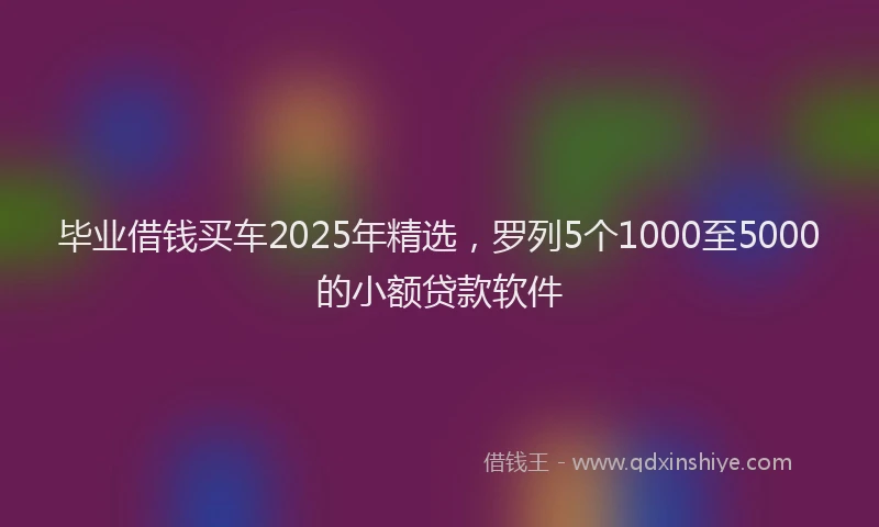 毕业借钱买车2025年精选，罗列5个1000至5000的小额贷款软件