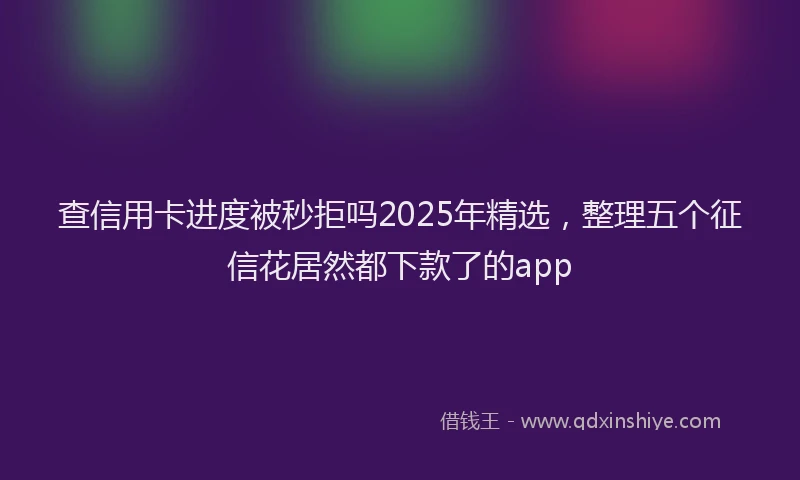 查信用卡进度被秒拒吗2025年精选，整理五个征信花居然都下款了的app