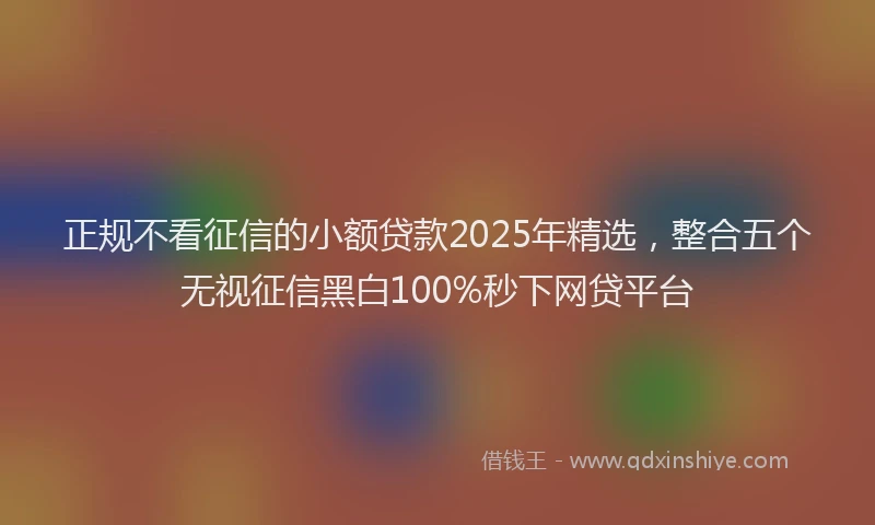 正规不看征信的小额贷款2025年精选，整合五个无视征信黑白100%秒下网贷平台