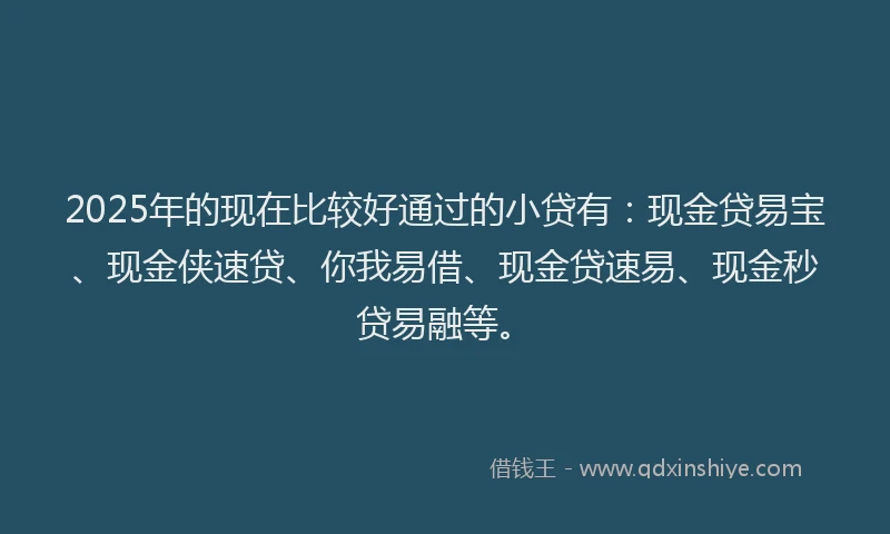 2025年的现在比较好通过的小贷有：现金贷易宝、现金侠速贷、你我易借、现金贷速易、现金秒贷易融等。