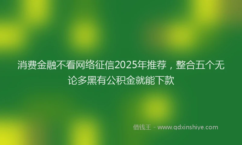 消费金融不看网络征信2025年推荐，整合五个无论多黑有公积金就能下款