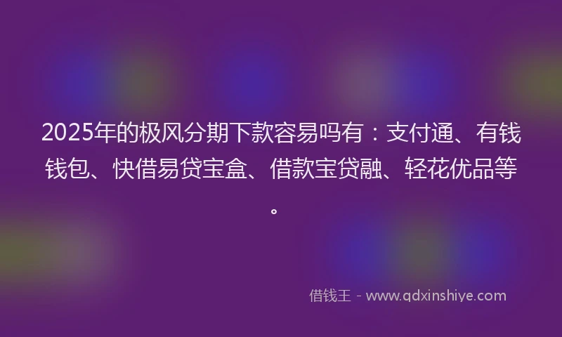 2025年的极风分期下款容易吗有：支付通、有钱钱包、快借易贷宝盒、借款宝贷融、轻花优品等。